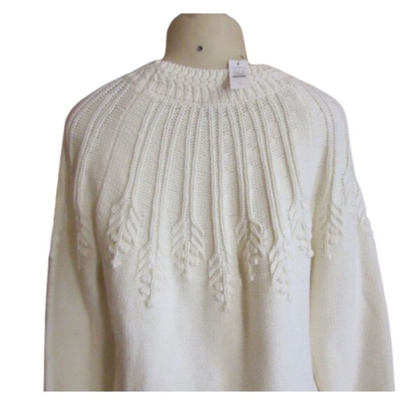 New w Tags, Talbots Ivory Chucky Cotton Blend Pullover Sweater SZ Large - Picture 6 of 7